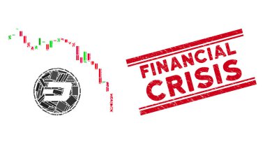Dashcoin Panik Sonbahar Çizelgesi Mozaiği ve Grunge Finansal Kriz Damgası Çizgileri
