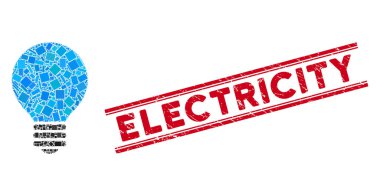 Ampul Mozaiği ve Tehlike Elektrik Damgası Çizgileri ile Mühürle