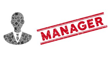 Yönetici Mozaik ve Grunge Yöneticisi Satırlarla Mühürle