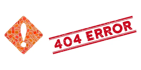 Error Mosaic and Distress 404 Error Stamp with Lines — 스톡 벡터