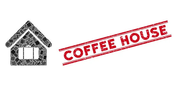Kofferraum Mosaik und Not Kaffeehaus Stempel Siegel mit Linien — Stockvektor