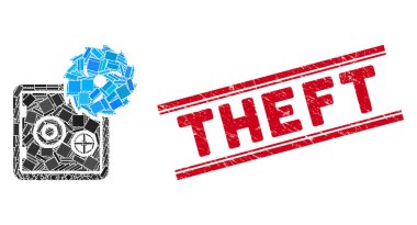 Güvenli Hackleme Mozaiği ve Grunge Hırsızlık Mührü