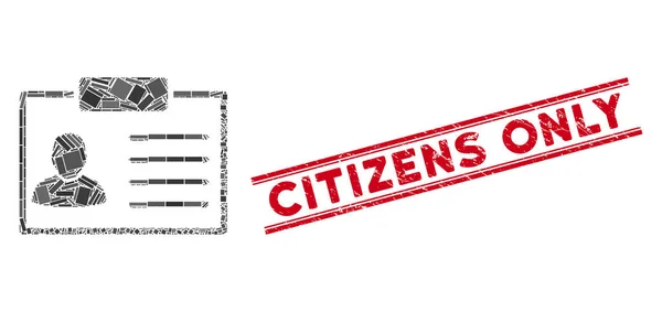 Badge Mosaic and Distress Citizens Only Seal with Lines — 스톡 벡터