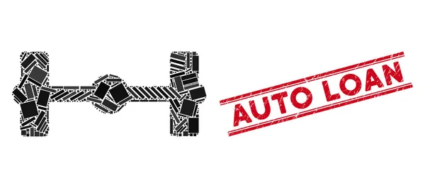 Axle Mosaic and Grunge Auto Loan Stamp with Lines — Stockový vektor
