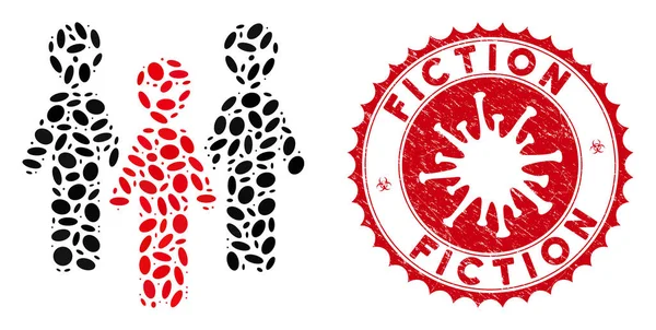 Mosaic Alien Group Icon with Coronavirus Distress Fiction Seal