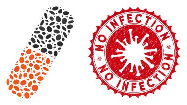 Coronavirus 'lu Kolaj Kapsülü Simgesi Tırmalanmamış Enfeksiyon Mührü