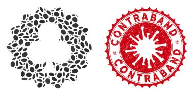 Kolaj Kulüpleri Coronavirus Tırmalanmış Kaçak Mühürlü Simge Simgesi
