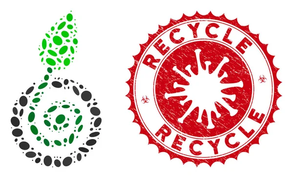 Mosaik-Knospen-Symbol mit Coronavirus-Grunge-Recycling-Siegel — Stockvektor