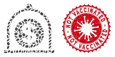 Coronavirus çizilmiş Kolaj Doları Standart Simgesi Aşılanmamış
