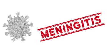 Mers Virüs Hattı Mozaik ve Grunge Menenjit Mührü