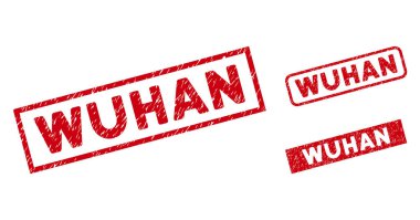 Grunge Wuhan Dikdörtgen Mühürleri