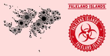 Coronavirus Kolajı Falkland Adaları Tehlike Biyolojik Tehlike Damgaları Haritası