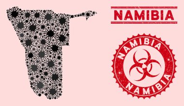 Coronavirus Mozaik Namibya Haritası Grunge Biyolojik Tehlike Mührü