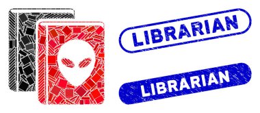 Dokulu Kütüphane Mührü ile Dikdörtgen Kolajı Uzaylı Kütüphanesi