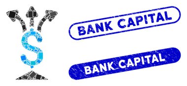 Dikdörtgen Mozaik Parayı Grunge Bank Sermaye Damgaları ile Paylaş