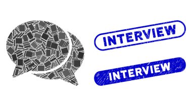 Dikdörtgen Mozaik Sohbeti Çizilmiş Röportaj Damgaları ile