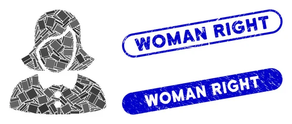 Rectangle Mosaic Femelle avec Femme Texturée Joints Droites — Image vectorielle