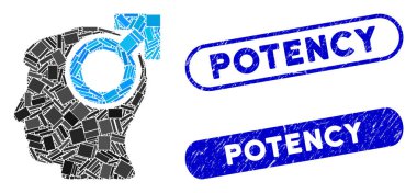 Dikdörtgen Mozaik İktidarı Grunge Potansiyel Mühürlü