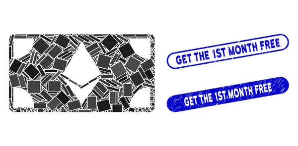 Billets Rectangle Mosaic Ethereum avec Texture Obtenir les timbres gratuits du 1St Mois — Image vectorielle