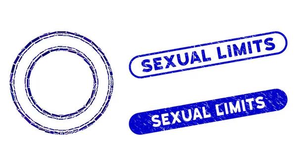 Obdélníková mozaika dvojitý kruh rám s Grunge sexuální limity razítka — Stockový vektor