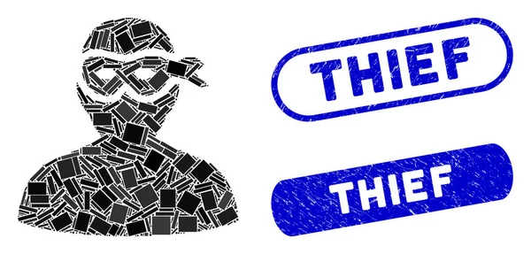 Rectangle Collage Masked Thief with Distress Thief Stamps