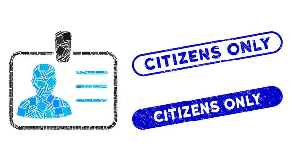 Rectangle Collage Badge with Scratched Citizens Only Seals — 스톡 벡터