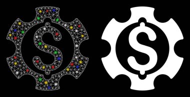 Flare Mesh Wire Frame Financial Development Icon with Flare Spots