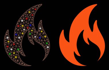 Flare Mesh Carcass Flame Icon with Flare Spots