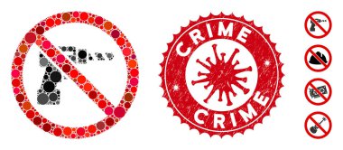 Collage No Drill Icon with Coronavirus Distress Crime Stamp