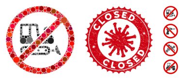 Coronavirus desenli Kapalı Damgalı Buldozer Simgesi Yok