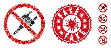 Coronavirus Tehlike Mührü ile Elektrik Kapsülü Yok Kolajı Simgesi