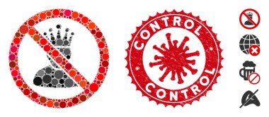 Kolaj Coronavirus Çizik Kontrollü Kral Simgesi Yok