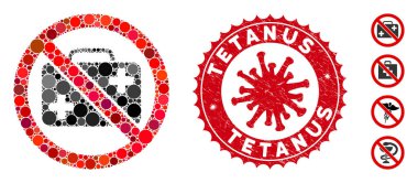 Coronavirüs Tehlike Tetanosu Mühürlü Mozaik İlk Yardım Yok Simgesi