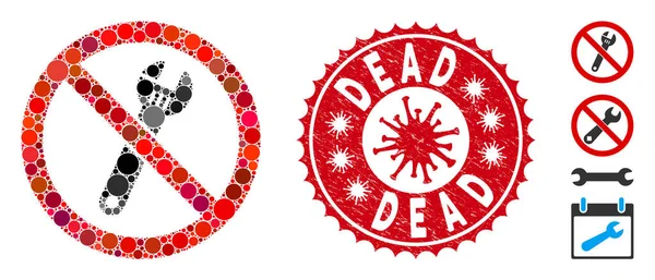 Mosaico No Spanner icono con Coronavirus angustia sello muerto — Vector de stock