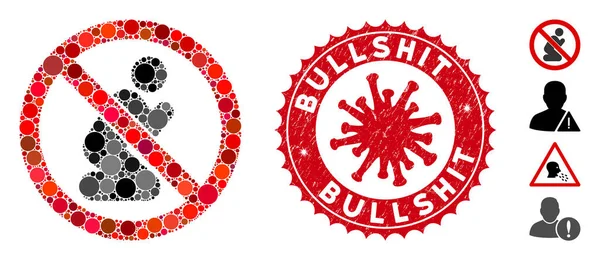 Mosaic Nenhum ícone de oração com Coronavirus Grunge Bullshit Seal —  Vetores de Stock