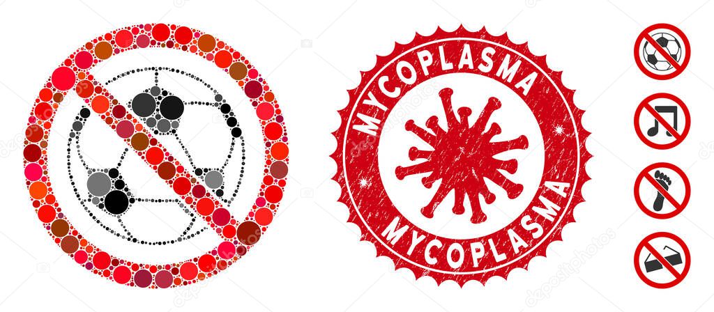 Mosaic No Football Icon with Coronavirus Distress Mycoplasma Seal