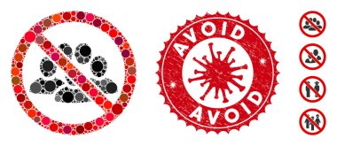 Kolaj Koronavirüs Sıkıntısı olan Kalabalık Simgesi Yok Damgadan Kaçının