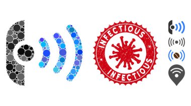 Kolaj Radyo Algılayıcı Simgesi Coronavirüs desenli Bulaşıcı Mühür