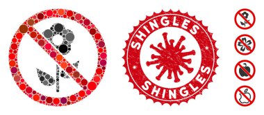 Coronavirus Grunge Kiremit Damgalı Mozaik Çiçeksiz Simgesi
