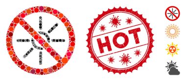 Coronavirus Tehlike Mührü ile Güneş Işıksız Kolaj Simgesi