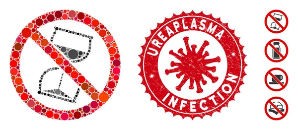 Mosaic No Hourglass Icon with Coronavirus Textured Ureaplasma Infection Seal — стоковий вектор