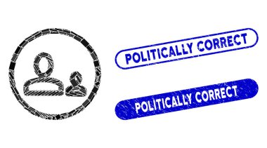 Politik Doğru Mühürlerle Dikdörtgen Kolaj Takımı