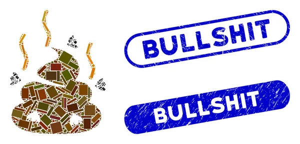 Rechteck-Mosaik riecht Bullshit mit zerkratzten Bullshit-Dichtungen — Stockvektor