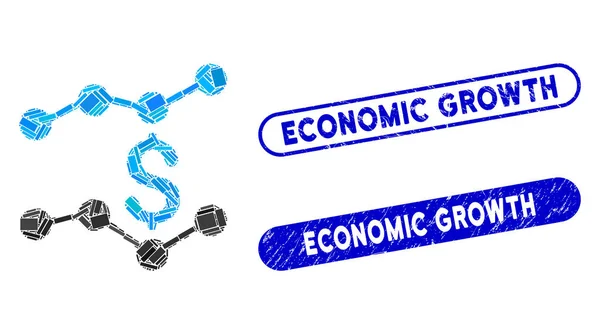 Rectángulo Mosaico Tendencias Financieras con Sellos de Crecimiento Económico Texturizado — Archivo Imágenes Vectoriales