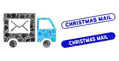 Dikdörtgen Mozaik Posta Kargo Minibüsü Tehlike Posta Mührü