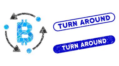 Dikdörtgen Kolaj Bitcoin Döndürme Çizilmiş Mühür Arkası Döndürme