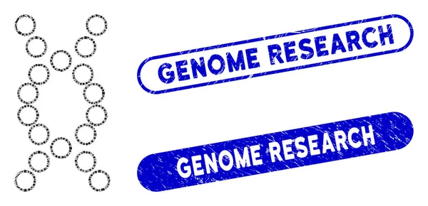Obdélníkový koláž genom s Grunge Genome výzkumné pečetě — Stockový vektor