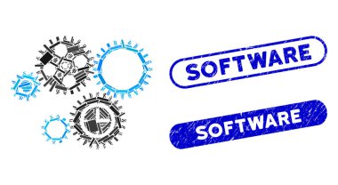 Grunge Yazılım Mührü ile Dikdörtgen Mozaik Takvim Mekanizması