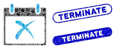 Dikdörtgen Mozaik Reddetme Takvim Günü Dokulu Sonlandırma Damgaları ile