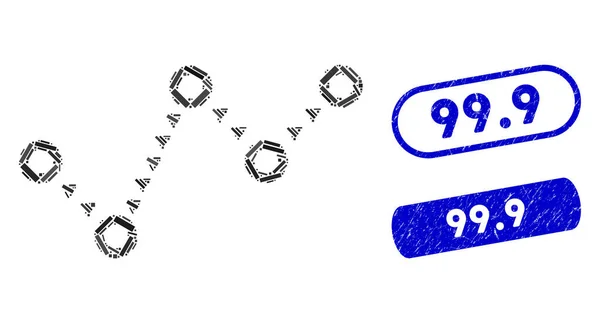 锯齿状99.9型矩形马赛克点缀趋势 — 图库矢量图片
